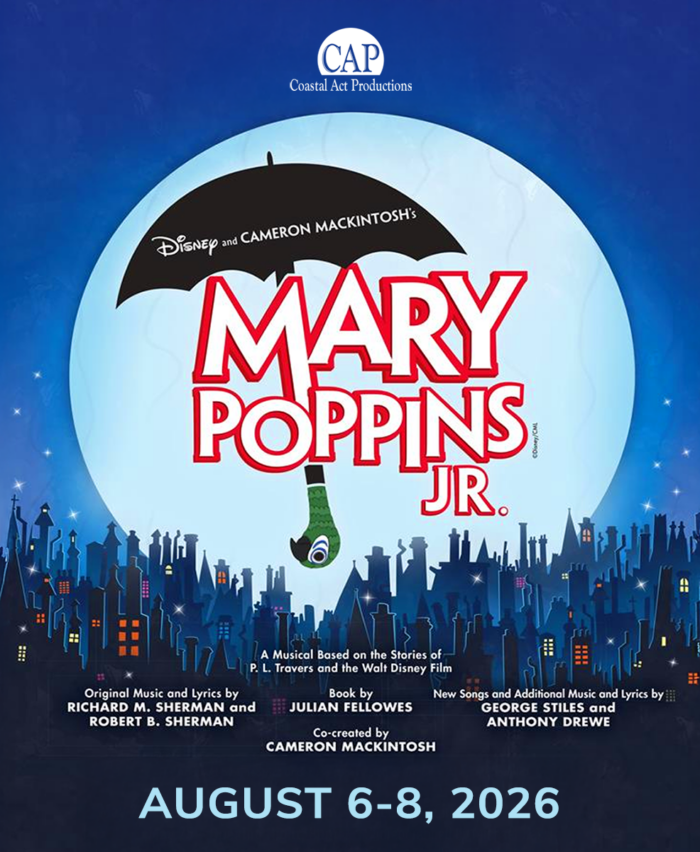 Poster for Disney's Mary Poppins Jr. presented by Coastal Act Productions