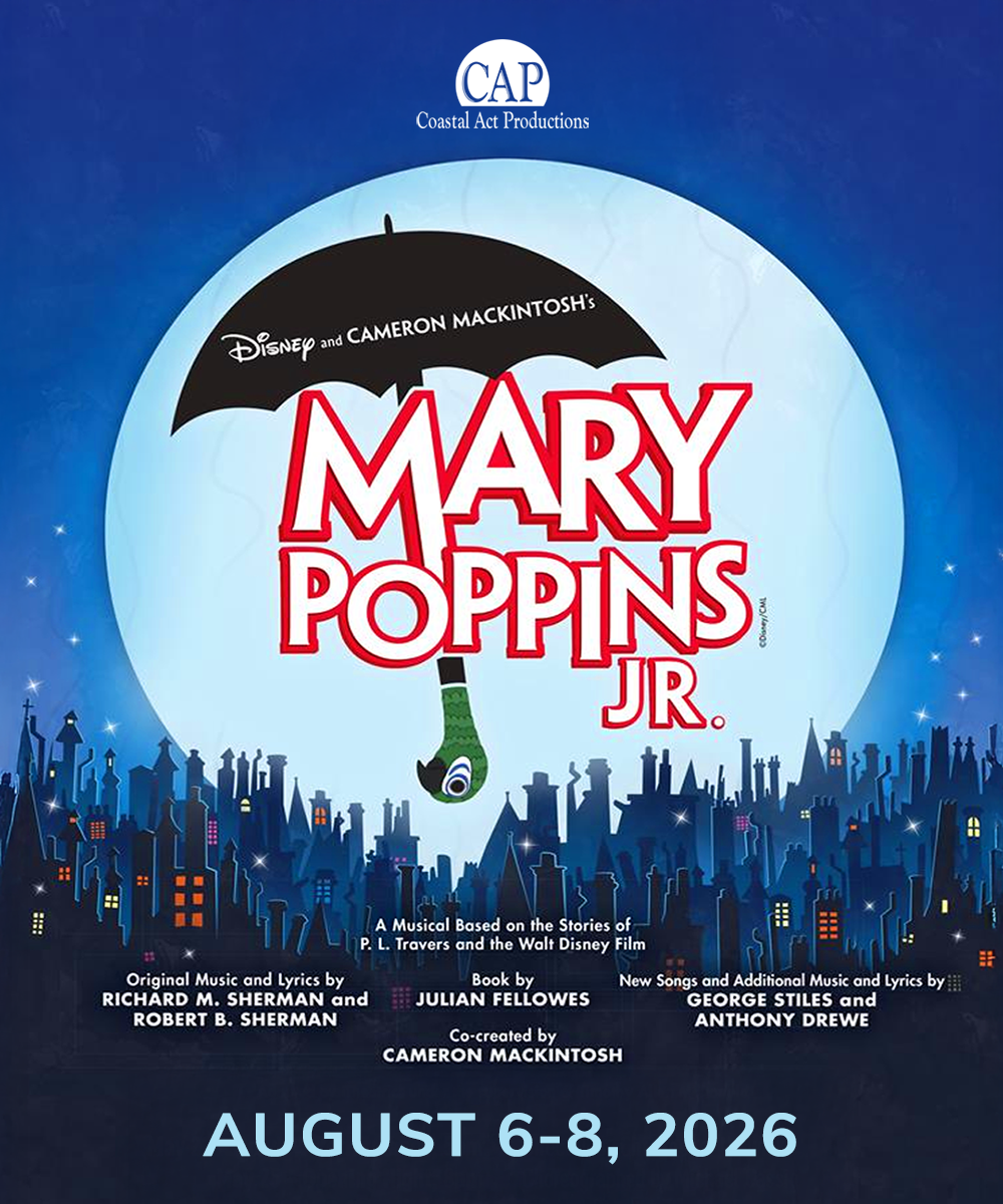 Poster for Disney's Mary Poppins Jr. presented by Coastal Act Productions